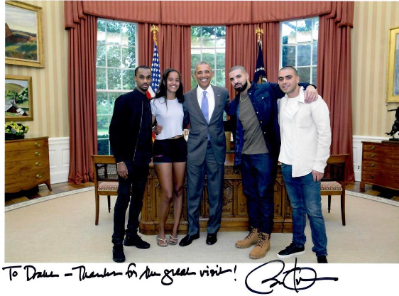 Drake receives autographed photo from former Pres. Barack Obama