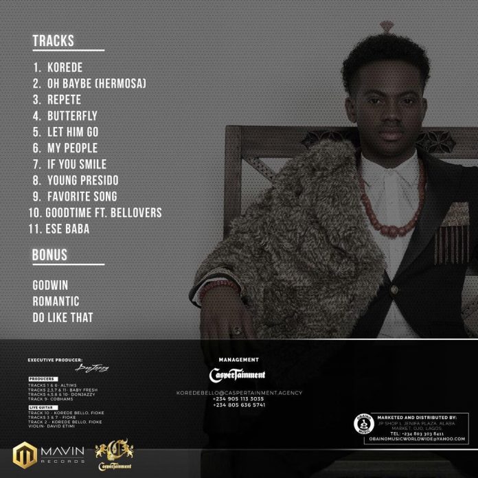 ALBUM TRACKLIST : Korede Bello – Belloved