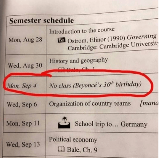 School declares there’ll be no class on Beyonce’s birthday