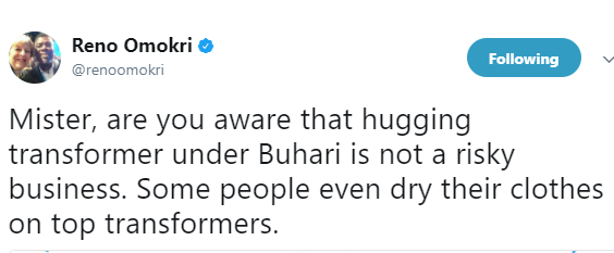 Hugging a transformer under Buhari is not a risky business – Reno Omokri