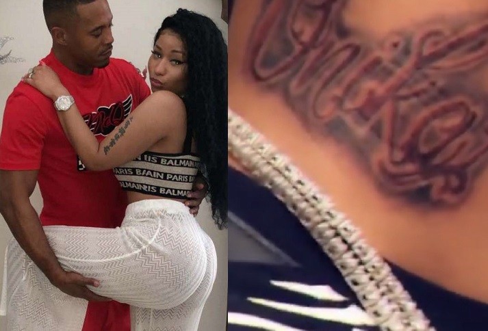 Nicki Minaj’s new boyfriend gets her name tattooed on his neck (Video)