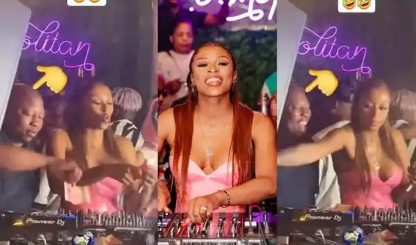 DJ Zinhle restrains her brother from picking her tips at a show (Video)